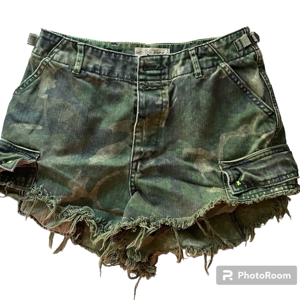 Free People We the People Commander Camo denim shorts